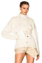 Alexander Mcqueen Chunky Knit High Neck Sweater In Neutrals,white