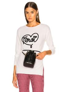 Fendi Asymmetric Hem Heart Sweater In White