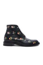 Saint Laurent Grunge Flower Leather Lolita Boots In Black,floral