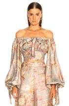 Zimmermann Unbridled Maiden Blouse In Blue,floral,neutrals
