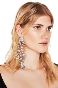 Saint Laurent Fish Bone Statement Earrings In Metallics