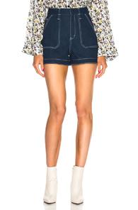 Chloe Contrast Stitching Shorts In Blue