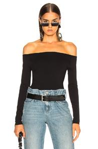 Helmut Lang Long Sleeve Open Boat Neck Tee In Black