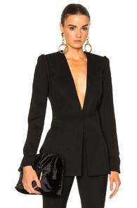 Brandon Maxwell Shoulder Piping Blazer In Black
