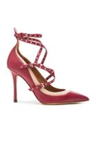 Valentino Love Latch Ankle Strap Leather Heels In Red