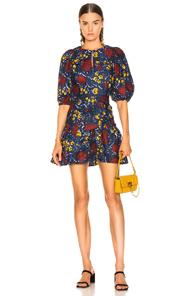 Sea Willow Ruffle Dress In Blue,floral,red