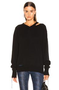 Helmut Lang Slash V Neck In Black