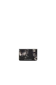 Alexander Mcqueen Victorian Moth Card Holder In Animal Print,black