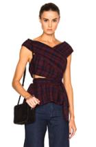 Tanya Taylor Phoebe Top In Red,checkered & Plaid