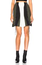 Alexander Mcqueen Lace Up Ribbed Mini Skirt In Black,green,white