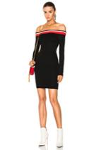 Mugler Bodycon Jersey Off The Shoulder Dress In Black,stripes