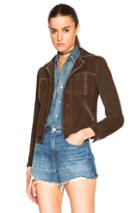 Saint Laurent Studded Suede Jacket In Brown