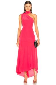 Nicholas Tie Neck Maxi Dress In Pink