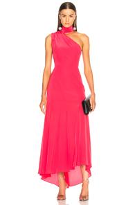 Nicholas Tie Neck Maxi Dress In Pink