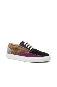 Comme Des Garcons Shirt Suede Patchwork Sneakers In Black,red,brown