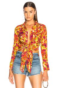 Adriana Degreas Fruits Print Top In Yellow,floral