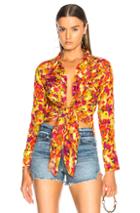 Adriana Degreas Fruits Print Top In Yellow,floral