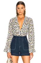 Chloe Floral Print Collarless Shirt In Floral,white