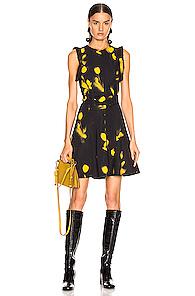 Proenza Schouler Belted Print Dress In Black,yellow
