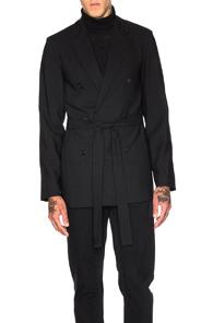 Ann Demeulemeester Double Breasted Belted Jacket In Black