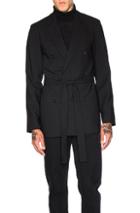 Ann Demeulemeester Double Breasted Belted Jacket In Black
