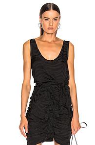 Carmen March Zebra Tie Tank Top In Animal Print,black