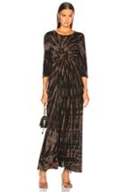 Raquel Allegra 1/2 Sleeve Drama Maxi Dress In Black,brown,ombre & Tie Dye
