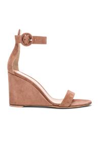 Gianvito Rossi Suede Portofino 85 Wedges In Pink