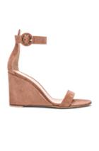 Gianvito Rossi Suede Portofino 85 Wedges In Pink