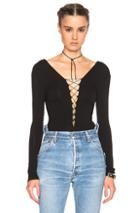 T By Alexander Wang Lace Up Bodysuit In Black