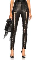 Mugler Leather Lace Up Leggings In Black