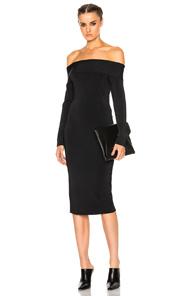 T By Alexander Wang Off The Shoulder Long Sleeve Dress In Black