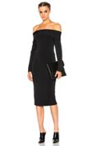 T By Alexander Wang Off The Shoulder Long Sleeve Dress In Black