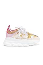 Versace Chain Reaction Sneakers In Paisley,pink,white