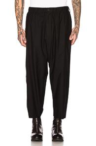 Yohji Yamamoto Back Flap Elastic Pants In Black