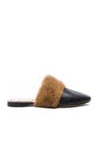 Givenchy Leather Bedford Mink Fur Trim Flat Mules In Black