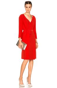 Nina Ricci Long Sleeve Wrap Dress In Red