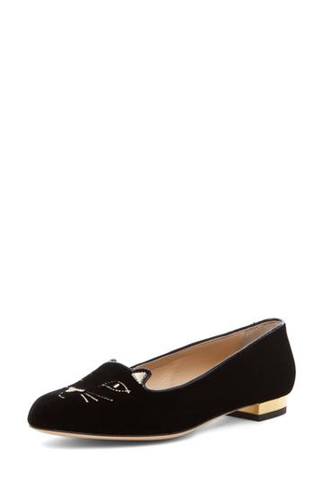 Charlotte Olympia Kitty Flat In Black
