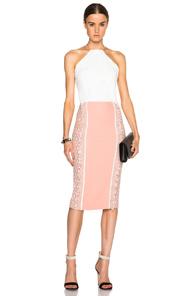 Roland Mouret Picton Dress In White,pink