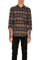A.p.c. Milan Shirt In Blue,brown,checkered & Plaid