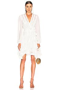 Zimmermann Moncur Frill Wrap Short Dress In White