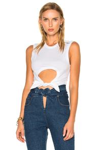 Y Project Cropper Sleeveless Tee In White