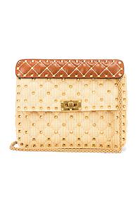 Valentino Rockstud Spike Medium Shoulder Bag In Neutral