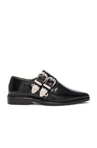 Toga Pulla Buckled Leather Oxfords In Black