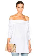 Tibi Off Shoulder Bow Top In White