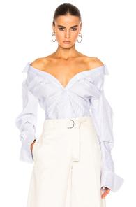 Jacquemus Button Down Top In Blue,stripes