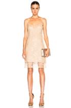 Saint Laurent Floral Waves Frill Lingerie Dress In Neutrals,metallics