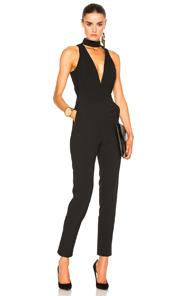Michelle Mason Choker Plunge Jumpsuit In Black
