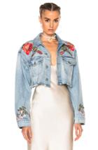 Grlfrnd For Fwrd Cropped Boyfriend Trucker Jacket In Blue