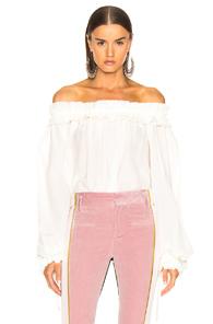 Haider Ackermann Blouson Sleeve Off Shoulder Blouse In Neutral